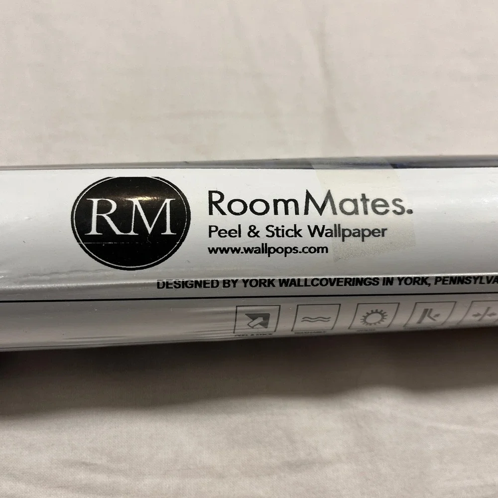 5 Lot RoomMates Peel & Stick Wallpaper Navy Blue NEW Faux Grasscloth RMK11698RL